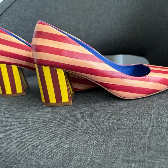 Charlotte Stone Shoes - Charlotte Stone Red and Yellow Striped Heels